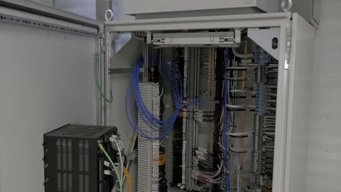 Inside of switchgear breaker electrical cabinet Stock Footage 108506339