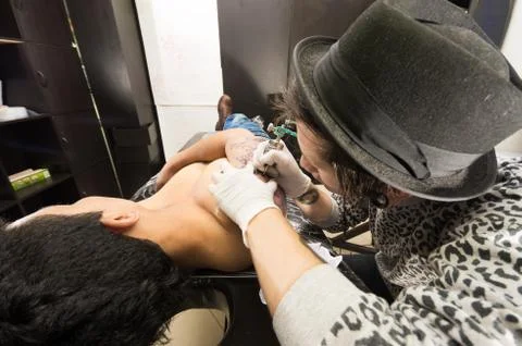 Inside tattoo studio Stock Photos