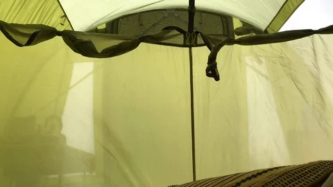 Inside a tent during a storm Stock Footage 110813627