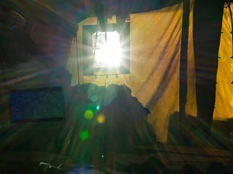 Inside the tent of the geological expedition. The work of the expedition in t Stock Photos