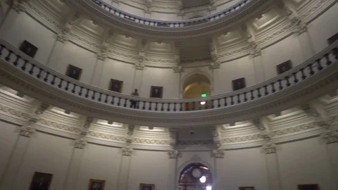 Inside Texas Capitol Pan Shot Looking Around the Base of the Dome Stock Footage 82429159