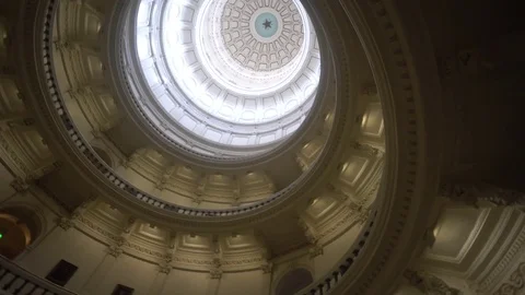 Inside Texas Capitol Pan Shot Inside the Dome From the Ground Level Stock Footage 82429171