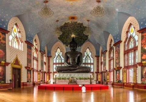 Inside Thai buddhist temple Stock Photos