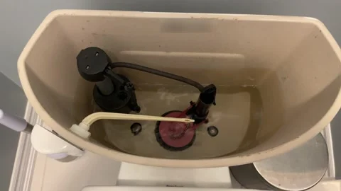 Inside Of A Toilet Mechanism While Flush 