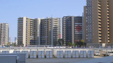 Inside the Tokyo 2020 Olympic and Paralympic Village in Tokyo, Japan. Stock Footage 164184363