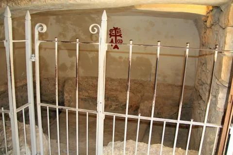 Inside the Tomb of Jesus In Jerusalem Stock Photos