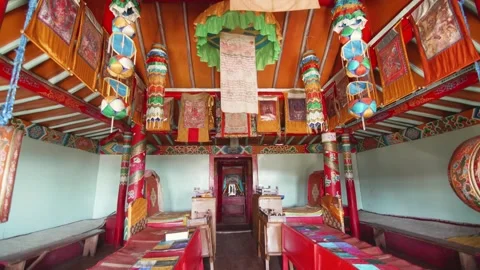 Inside of Tövkhön Monastery in Mongolia Stock Footage 256285093