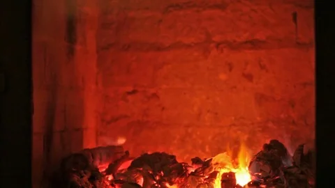 Inside a traditional masonry heater firebox Stock-Footage 72416014