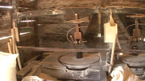 Inside the traditional water mill Stock Footage 35957979