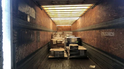 Inside of a Trailer Loaded with Boxes On... | Stock Video | Pond5