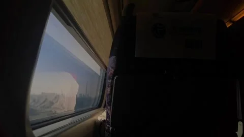 Inside Train Carriage with Datong Railway Advertisement Billboard Stock Footage 333631628