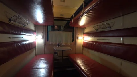 Inside the train compartment car Stock Footage 88336039