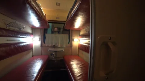 Inside the train compartment wagon Stock Footage 88336040
