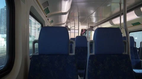 Inside of train - Go Train - seats Stock Footage 68999634