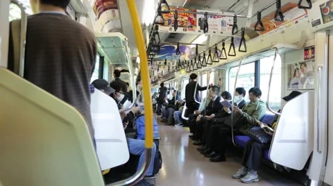 Inside train - high-speed railway lines in Japan Stock Footage 55654832