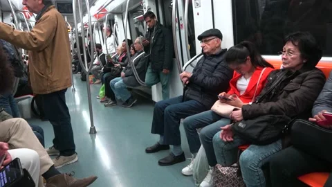 Inside A Train On The Rome Metro In Rome, Italy Stock Footage 154973913