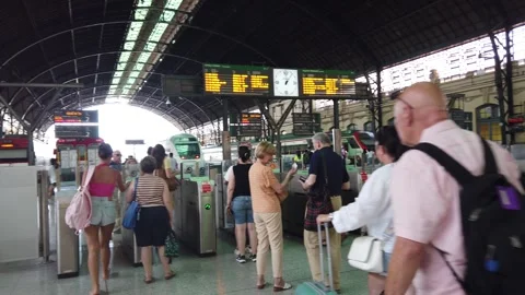 Inside the Train Station in Valencia, Spain Stock Footage 245544154