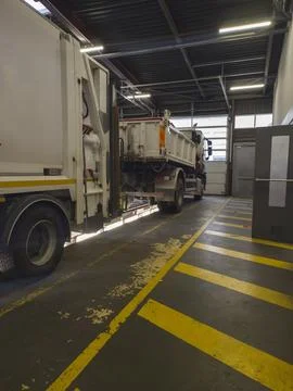 Inside a truck workshop Stock Photos