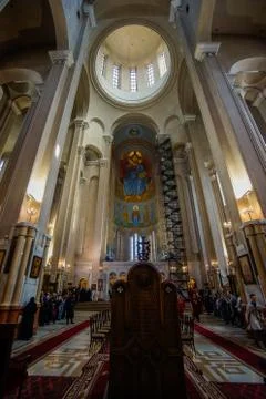 Inside Tsminda Sameba Cathedral Stock Photos