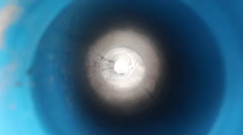 Inside the tunnel. Inside the tube, pipe. Moving onwards and backwards, focusing Stock Footage 44273173