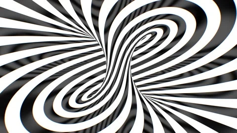 Inside Twisty Black White Reflective Abstract Optical Illusion Room Stock Footage 278648685