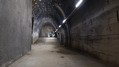 Inside underground concentration camp B8 Bergkristall in Gusen Stock Footage 147024612