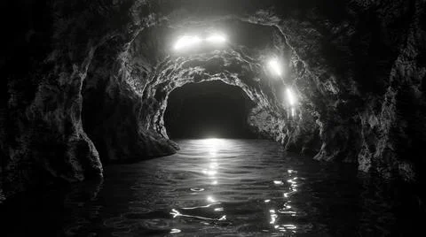 Inside Underground Stone Cave Stock Illustration