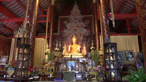 Inside unknown temple, Chiang Mai, Thailand, HD 1080p Stock Footage 34223301
