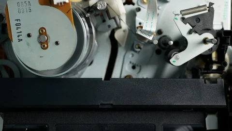 Inside VCR VHS Tape Ejecting Stock Footage 96069312