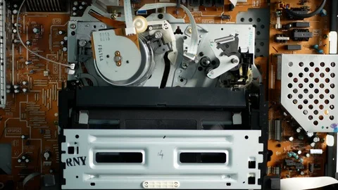 Inside VCR VHS Tape Ejecting Stock Footage 96069359