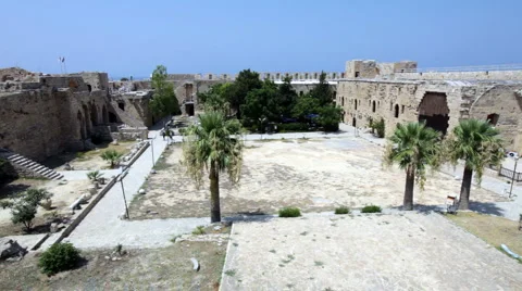 Inside Venetians Kyrenia Castle (16th c.), North Cyprus Stock Footage