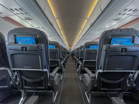 Inside view of an airplane Stock Photos