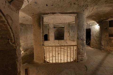 Inside view in the ancient  Catacombs of Kom el Shoqafa Alexandria Egypt Stock Photos