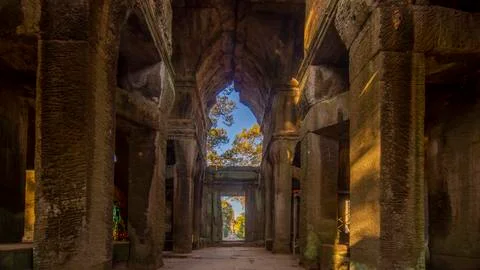 Inside view of a Angkor Wat temple in Cambodia at daytime Stock-Fotos