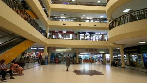 Inside view of BCS Computer city, largest computer market of Bangladesh Stock Footage 285345113