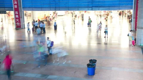 Inside view of Beijing west railway station 4k Stock Footage 40447572