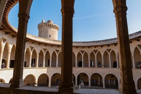 Inside view of the Bellver Castle in Palma de Mallorca - Spain. Stock Photos