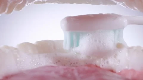 Inside view of brushing teeth Stock Footage 139684959