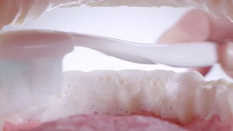 Inside view of brushing teeth Stock Footage 139685031