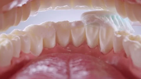Inside view of brushing teeth Stock Footage 139687486