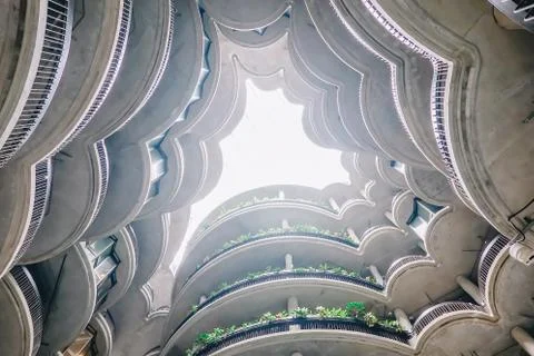 Inside view of building "Dim Sum Basket" at Nanyang Technological University Foto stock