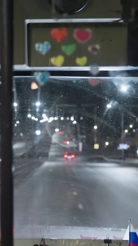 Inside View of Car Driving on Highway at Night Stock-Footage 310334167
