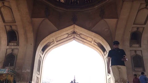 Inside view of Charminar monument in India Stock Footage 83655594