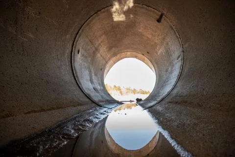 Inside View of Concrete Pipe Stock Photos