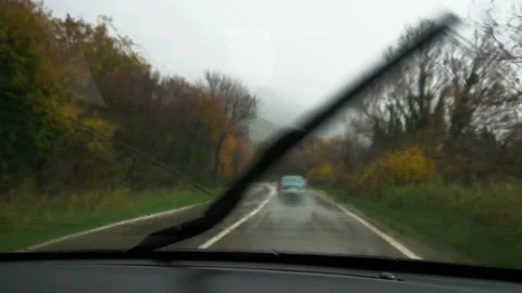 Inside view driving a car on concrete road for travel nature on vacation. Stock Footage 86197919