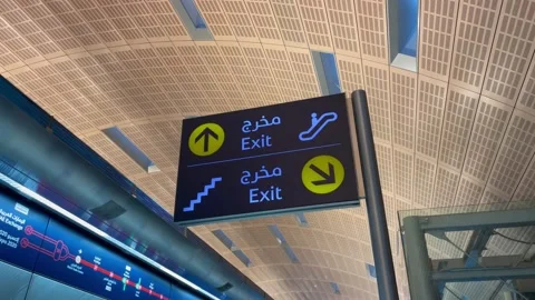 A inside View of Dubai Metro station exit board Stock Footage 157581894