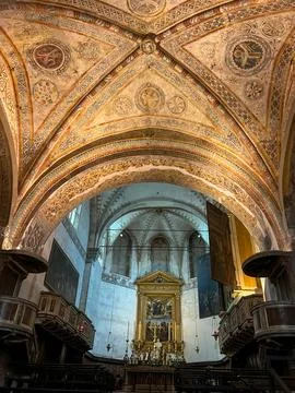 Inside view in Duomo Vecchio, The Old Cathedral, in Brescia city, Italy Stock Photos