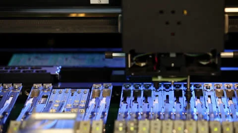 Inside view of an elcetronics device bulding circuit boards Stock Footage 23140618