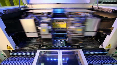Inside view of an elcetronics device bulding circuit boards Stock Footage 23140620