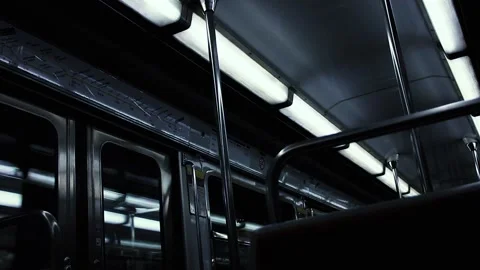 Inside View of an Empty Metro Car or Subway Car in Paris, France, Europe. Video stock 104190336